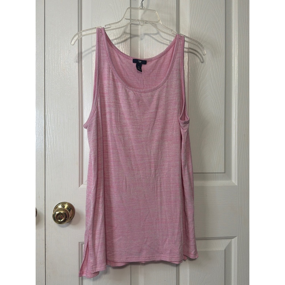 Gap Pink Space Dye Scoop Neck Tank Top Sleeveless Side Slit Knit Large